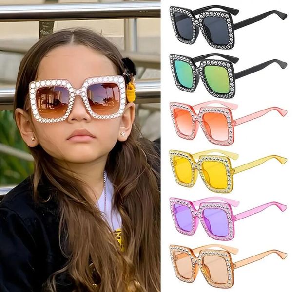 Diamant-Kristall-Kinder-Sonnenbrille, trendige funkelnde Strass-Brille, quadratische Kinder-Sonnenbrille für Strand/Reise/Party