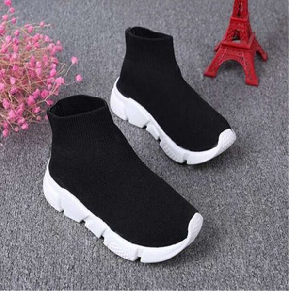 Модные роскошные ботинки для детей Paris Sock Shoes Дизайнерские молодежные носки для маленьких мальчиков и девочек Кроссовки Черные красные детские дизайнеры 606ESS