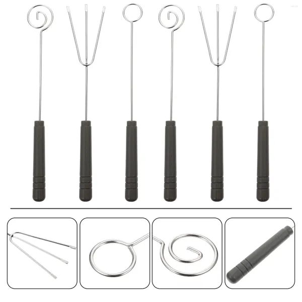 Conjuntos de louça 6 pcs chocolate garfo cocktail ferramentas cozinha gadgets bolo cozimento suprimentos de aço inoxidável churrasco mergulhando garfos