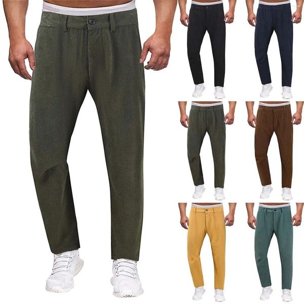 Pantaloni da uomo moda tinta unita gioventù velluto a coste ispessito casual dritto uomo ragazzo 9 slip carino casa