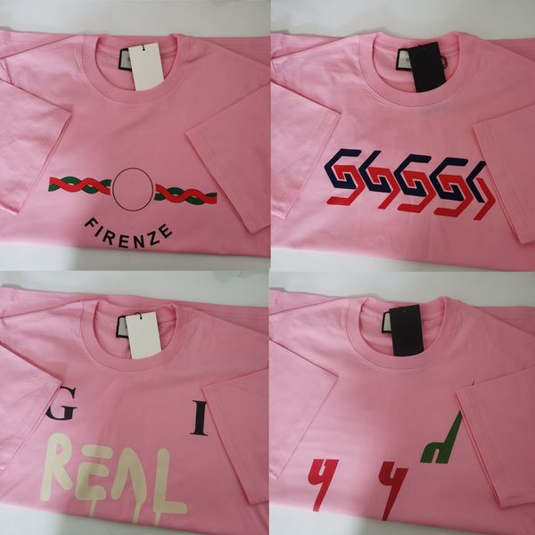 2023 Summer Womens Designer Pink T Shirt Casual Man Womens Tees Com Letras Estampadas Mangas Curtas Mais Vendidas Roupas Hip Hop Masculinas De Luxo S-5XL