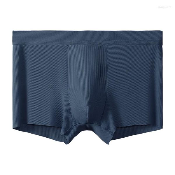 Underpants uomini sexy biancheria intima boxer pantaloncini di seta di ghiaccio uomo solido busta traspirante baule maschio cueca calzoncillo plus size