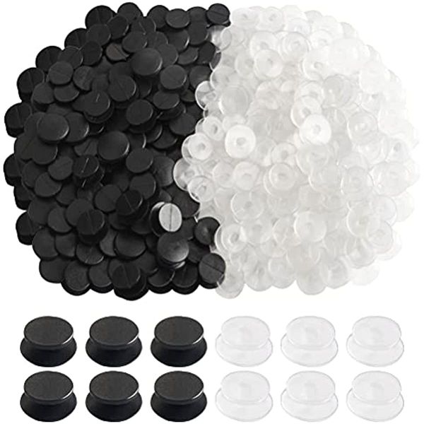 300 PCS TOPLU PLASTİK Düğmesi, 2 Renk Ayakkabı Takımı Yuvarlak Düğmeleri DIY Ayakkabı Çocuklar İçin Tahvt Aksesuarları, Bileklik Takımı Sırtları (Siyah, Şeffaf)