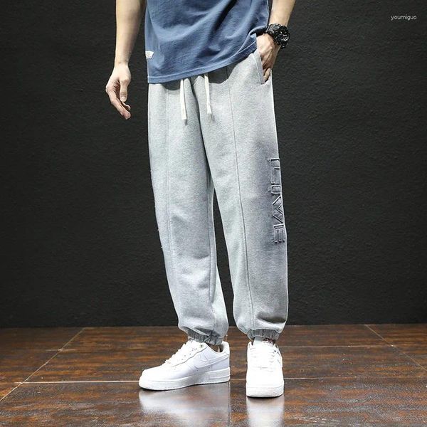 Calças masculinas homens primavera e verão sweatpants moda tendência tudo combinar personalidade carta vara pano solto diário casual