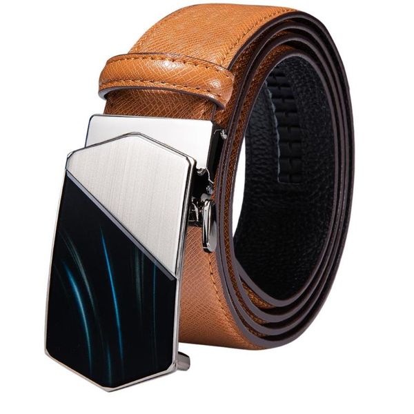 Cinture Moda Uomo in pelle arancione Fibbie scorrevoli automatiche Cintura da uomo Cintura a cricchetto Cinghie per jeans eleganti Rilascio facile XLBelts