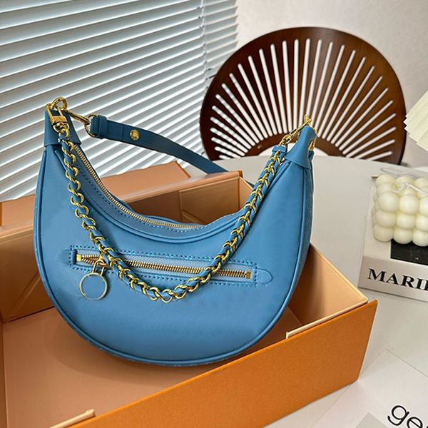 Sacchetti da 7a sacchetti di sacchetti croissant spalla spalla borse di design hobo mezza luna donna ascella ascelle per la borsa di raccolta della catena metall