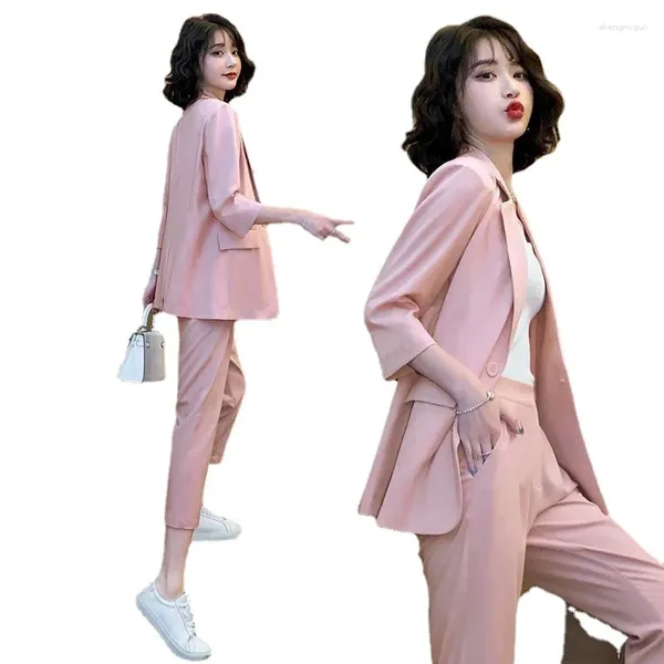 Zweiteiliges Kleid 2023 Mantel zweiteilige elegante Frau bequeme Kleidung Hosenanzug Sommer Südkorea Mode Temperament Freizeit Plus Größe