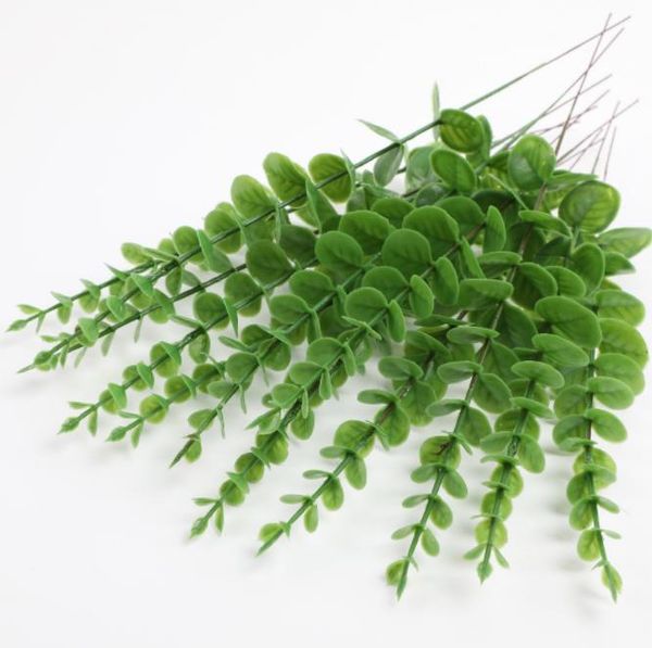 Künstliche Eukalyptusblätter Grün Stängel für Hausgarten Vase Dekoration Weihnachtsfeier Hochzeitsstrauß DIY Pflanze 052123