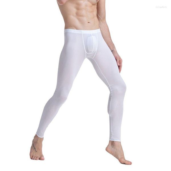 Pantaloni da sonno maschile biancheria bianche biancheria intima elastica elastico pigiama notturno traslucido traslucido intelligente a lunghezza lunghe seta