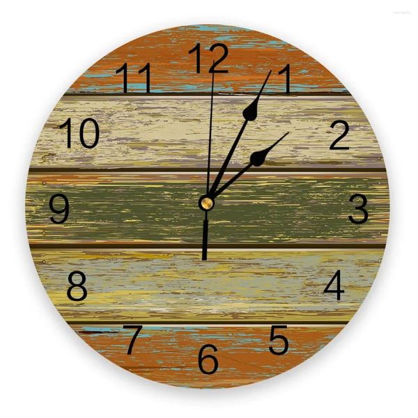 Orologi da parete Vintage Old Wooden Board Texture Orologio 3D Design moderno Soggiorno Decorazione Cucina Art Watch Home Decor