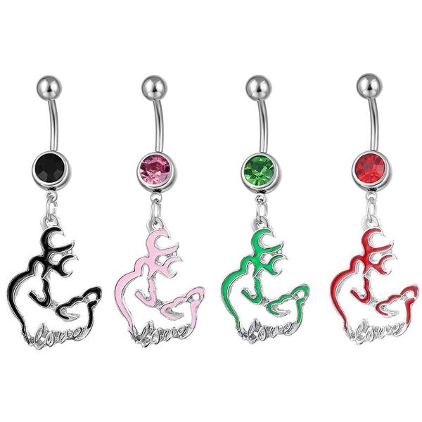 Navel Bell Button Rings D0560 Browning Deer Belly Ring Mix Colors Drop Delivery Jewelry Body Dhgarden Ot5L8