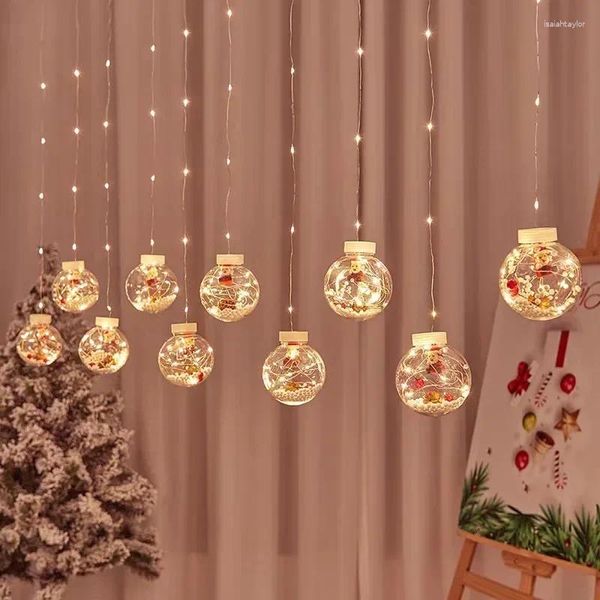 Cordas de Natal Bola Cortina Garland Lâmpada LED Luzes de Fada para Jardim Ao Ar Livre Ano Festa em Casa Quarto Decoração de Casamento