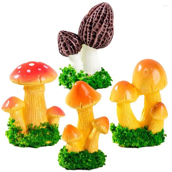 Decorazioni da giardino 8 pezzi Mini ornamenti di funghi Figurine in miniatura Decori di funghi Resina
