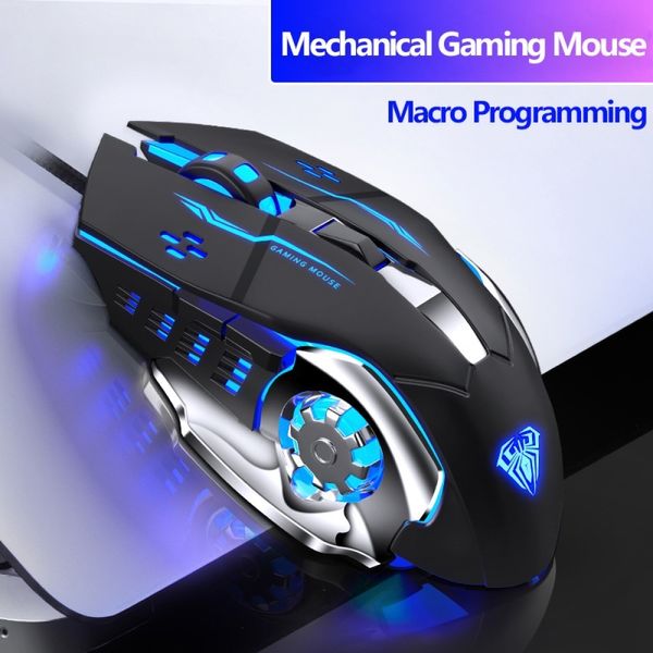 Combo tastiera e mouse Gioco cablato 6 pulsanti programmabili Mouse ergonomici Luce LED colorata per PC Computer portatile Gioco e ufficio 230412