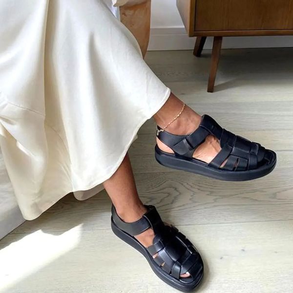 Классические туфли, винтажные роскошные брендовые удобные прогулочные римские рыбацкие гладиаторы, плетеные кожаные сандалии из натуральной кожи, летняя женская обувь 231110