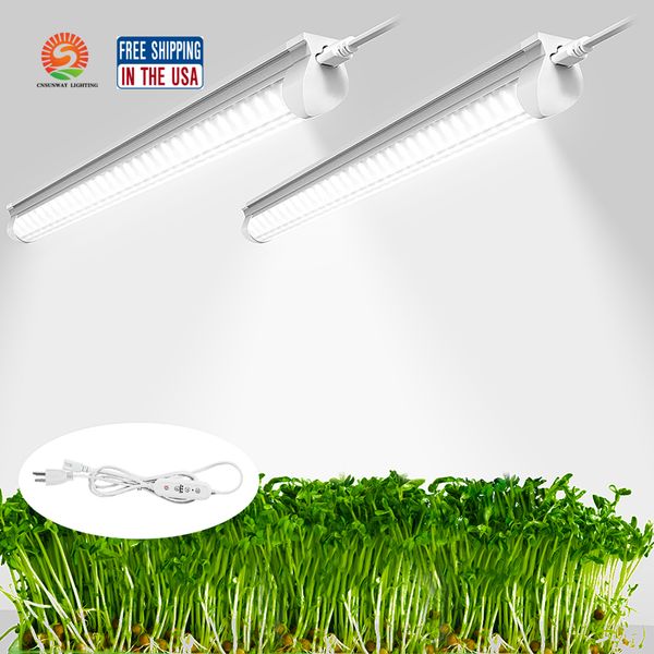 LED-Wachstumslicht 2ft LED-Röhre weiß Vollspektrum-Leuchte 20W Hochleistungs-Pflanzenleuchte Timing Growing Lights für Zimmerpflanzen Gemüseblüte Birne Sukkulenten Lampe