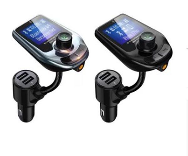 Caricabatterie per telefono D5 Kit per auto Bluetooth senza fili Lettore MP3 Trasmettitore radio Adattatore audio QC3.0 Altoparlante FM Caricatore USB veloce Display LCD AUX
