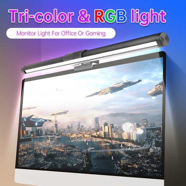 Masa lambaları PC Monitör Bilgisayar Masa lambaları LED lamba manyetik ofis ışıkları izlemek PC ekranı için adımsız asılı ışık çubuğu RBG P230412