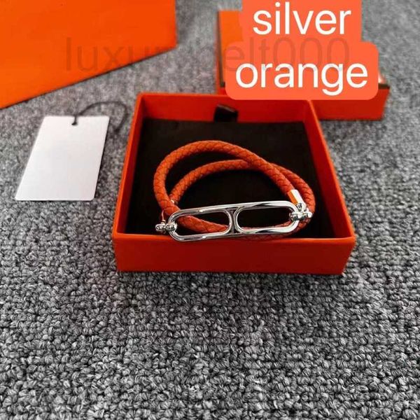 Bracciali classici firmati per donna Bracciale a doppio giro intrecciato in pelle di vitello Swift Gioielli placcati in oro con fibbia di chiusura