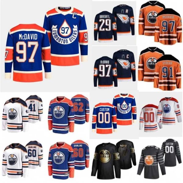 Uomini bambini donne hockey 97 Connor McDavid Jersey 29 Leon Draisaitl 93 Ryan Nugent-Hopkins 18 Zach Hyman 25 Darnell Nurse 2 Evan Bouchard Evander Kane Heritage Heritage