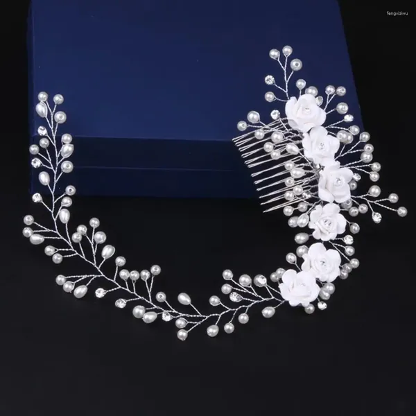 Accessori per capelli Gioielli da ballo di fiori Ornamenti di perle di cristallo fatti a mano Pettine Fascia per capelli da sposa