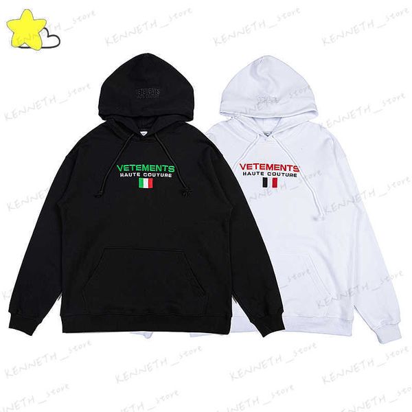 Felpe con cappuccio da uomo Felpe con cappuccio Uomo Donna 1 1 Flag Pattern Lettera Ricamo Oversize Bianco Nero Felpe con cappuccio VTM T230412