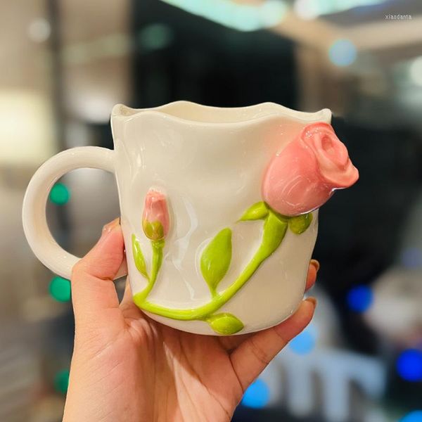 Tazze Stile country Tazza in ceramica con rilievo 3D Tazza creativa Caffè Acqua Bere tè Accessori da cucina adorabili