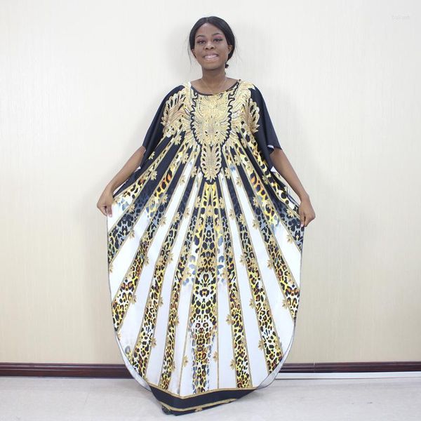Ethnische Kleidung Herbst-Tropfen-Taille Schwarzweiss-Kleid-Frauen-beiläufiger Druck-Flügel-Hülsen-afrikanische gerade Kleider