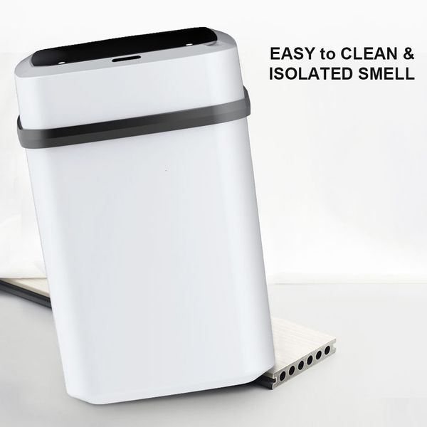 Бинки для отходов сенсорный экран Интеллектуальный мусор может быть инфракрасным датчиком ванной комнаты для мусорного бака. Коллекционер пыли с выключателем кнопки 15 л 230412