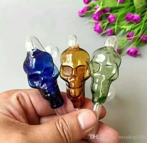 Fumando tubo mini cachimbo de vidro bongs de vidro colorido de metal forma de vidro esqueleto s panela cozida