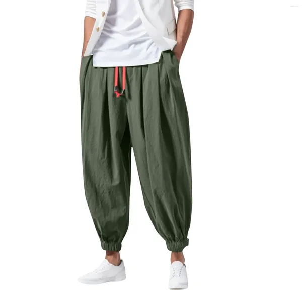 Männer Hosen Einfarbig Harem Mode Lose Böden Casual Hosen Elastische Jogger Sportswear Taille Band Pantalones