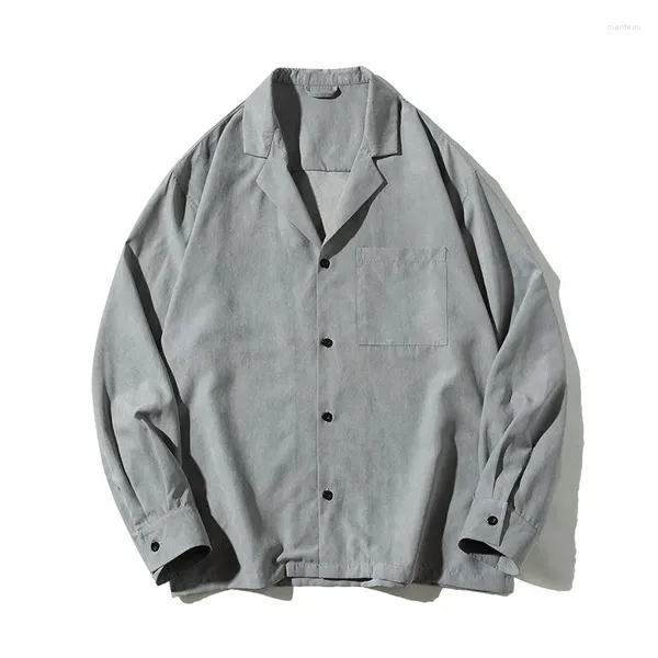 Camicie casual da uomo Abbigliamento da lavoro Francese retrò a maniche lunghe colletto cubano Camicia sottile Risvolto giapponese Cappotto autunnale in velluto di pelle di pesca