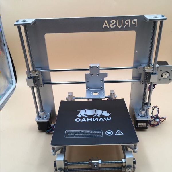 Freeshipping Reprap Prusa i3 kit completo meccanico in alluminio Argento con 5 motori, letto riscaldato Rnotl