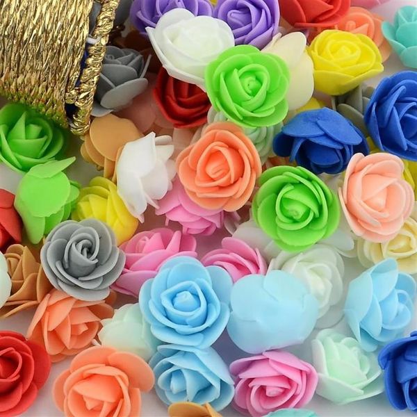 Ghirlande di fiori decorativi 500 pezzi 3 cm Mini teste di fiori in schiuma PE artificiale rosa per la decorazione domestica di nozze palla finta fatta a mano C346x