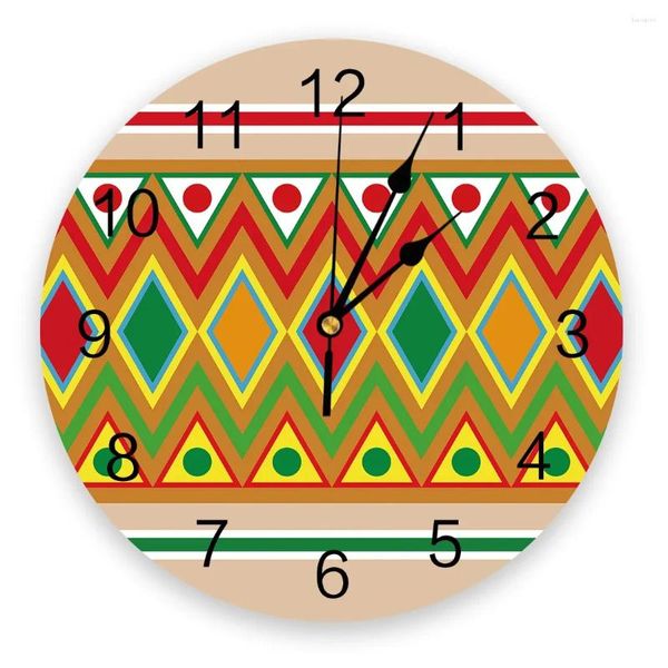 Relógios de parede México Geometria Triângulo Retângulo Relógio Redondo Design Moderno Sala de estar Decoração Relógio Mudo Decoração de Casa