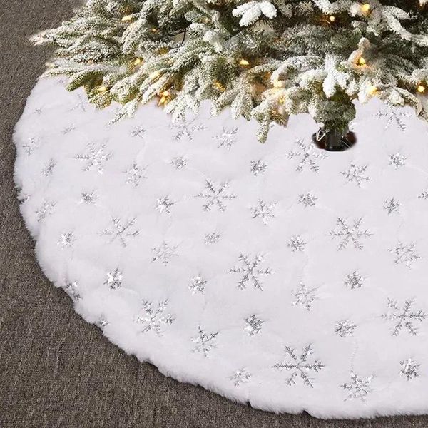 Decorações de natal 50/78/90/120/150cm saia de árvore de pelúcia branca pele falsa árvores de natal lantejoulas tapete tapete pequenas saias festa em casa