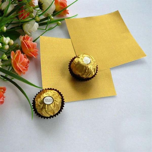 Confezione regalo 100 pezzi quadrati di caramelle, caramelle, cioccolato, lecca-lecca, carta, involucri di foglio di alluminio Gold295S