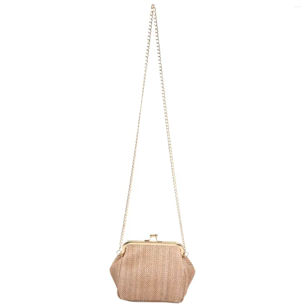 Abendtaschen Kleine Umhängetasche Boho für Frauen Clutch Hasp Damenhandtasche Weibliche Stroh Strand Rattan Messenger Bag (Braun)