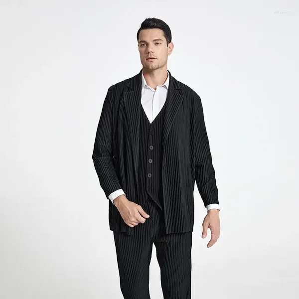 Erkekler Takım Moda Markası Piled Miyake Pleat Blazer Fabrikası Doğrudan Satışlar Yüksek kaliteli gündelik takım elbise ceketi Erkekler İlkbahar Yaz Ceketleri