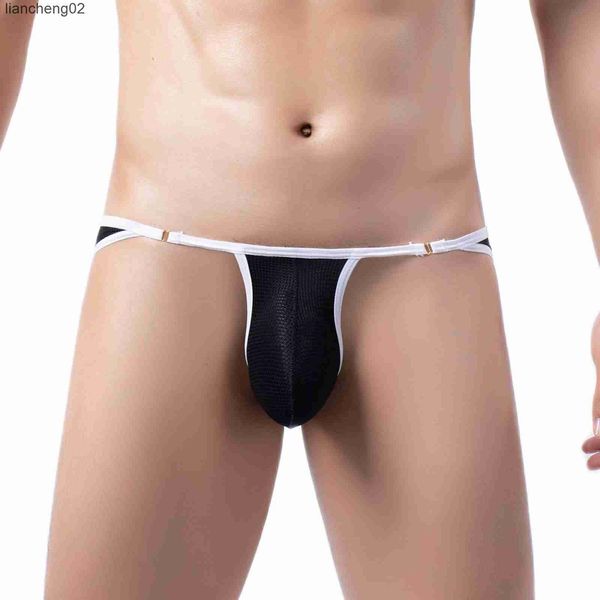 UNDUPTS Akıllı menmode erkekler iç çamaşırı G String mini brifingler seksi örgü açık iç çamaşırı bikini ultra ince külot kayıyorlar penis torbası Pantie W0412