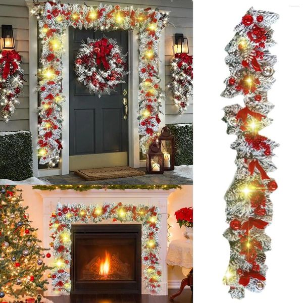 Flores decorativas grinalda moderna brilhante decorações de porta de natal ramos mortos videira anel pingente janela ventosas