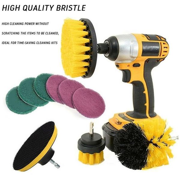 10 13 pz Spazzola per trapano elettrico Kit di spugne per pulizia Power Scrubber Kit di pulizia Spazzola per pulizia Paglietta per moquette Vetro Auto Pulita 20263d