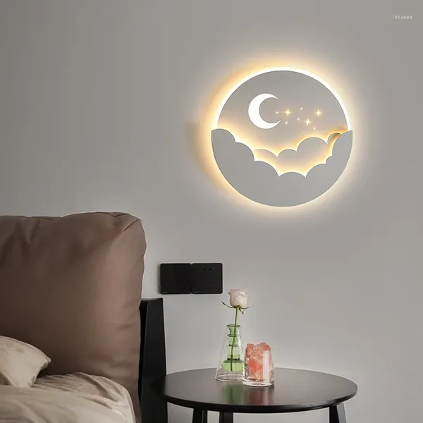 Wandleuchte, moderne Stern-Wolken-Mond-Lampen für Kinderzimmer, Schlafzimmer, Nachttisch-Montageleuchte, runde Wohnzimmer-TV-Hintergrundbeleuchtung