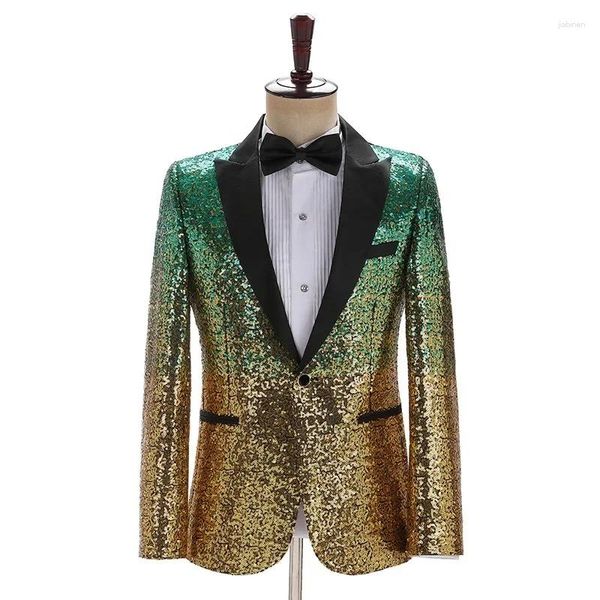 Erkekler Suits degrade Sequins sahne yürüyüş şovu elbise renkli üst gece kulübü takım elbise ceket blazers erkekler için dört mevsim kıyafetleri