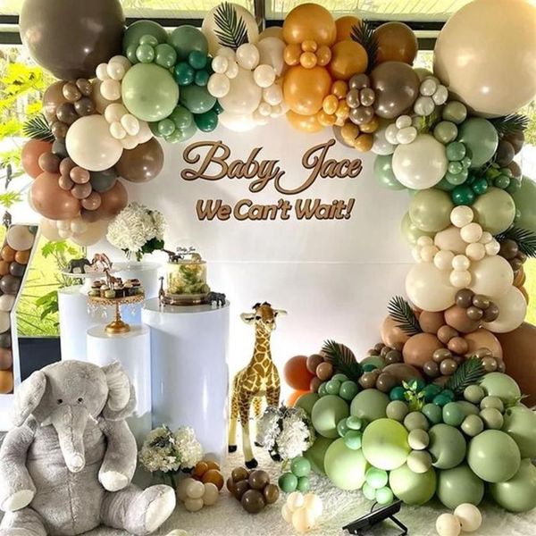 Decorazione per feste 144 pezzi Kit arco ghirlanda di palloncini verdi avocado Jungle Safari Forniture a tema Baby Shower Decorazioni di compleanno per bambini314R
