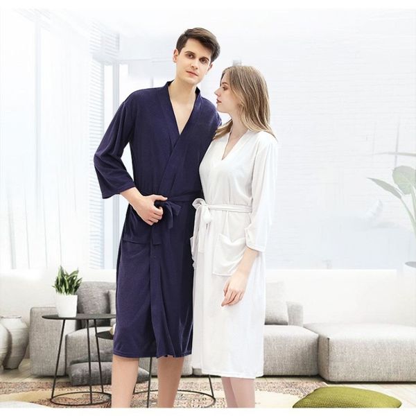 Primavera/verão toalha fina material roupão de banho de casais roupão absorvente casa usar pijamas femininos