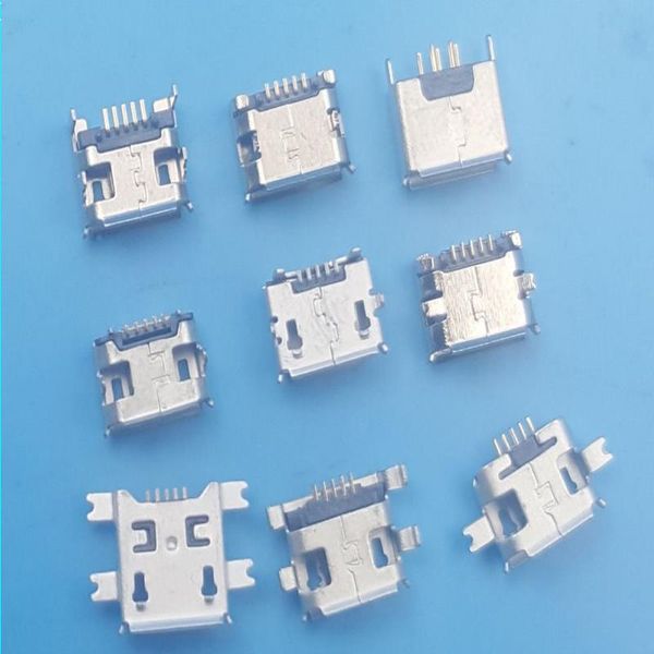 900pcs 9 tür Mikro USB Tip B dişi 5pin soket PCB konektörleri her 10 TTXSD