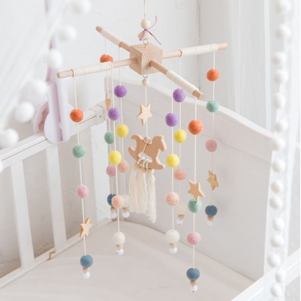 Catcles mobiles bebê pendurar brinquedos de mussa cabide de música de berço diy crib bell wood titador de brinquedo de braço 230411