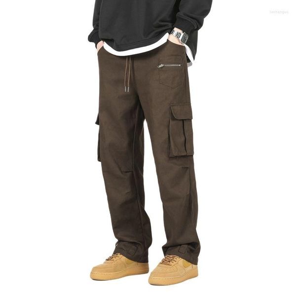 Calça masculina cargo de primavera homens de várias calças retas moda moda harajuku streetwear macacão de fundo roupas masculino plus size 3xl