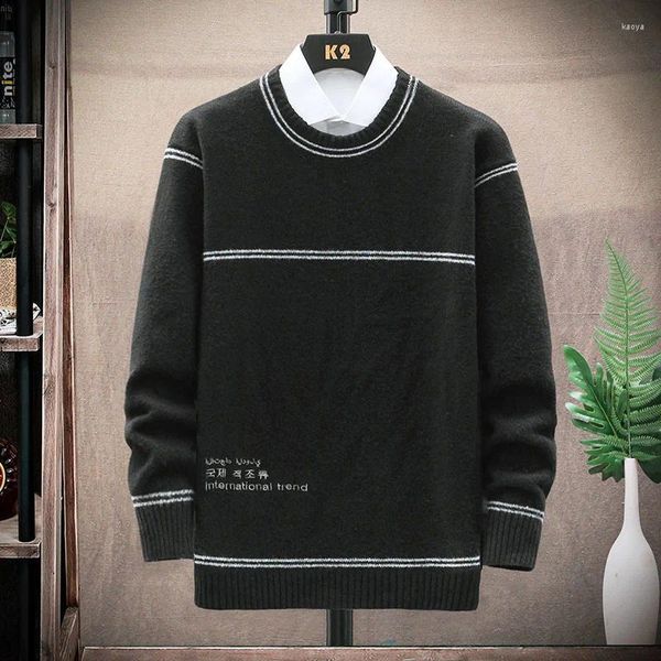 Erkek Sweaters Marka Moda Erkekler Kore tarzı Düz ​​Renk Erkek Gezlenmiş Küleyler Bahar Sonbahar Kış Giyim Boyutu M-3XL